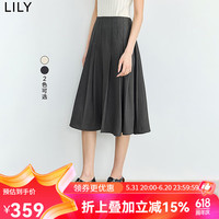 丽丽 LILY2024夏女装设计感减龄气质通勤百搭垂坠感高腰百褶半身裙 509深灰 S