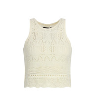 URBAN REVIVO 女士度假风钩针镂空坎肩无袖针织衫 UWM940006 本白 XS