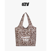 UZV 豹纹大容量托特包丝印单肩腋下包包女包