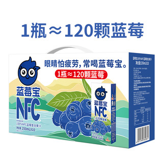 88VIP：福兰农庄 100%NFC蓝莓复合果汁250ml*10瓶