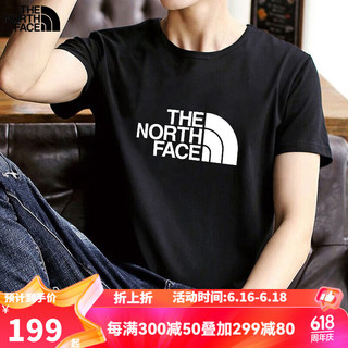 北面（The North Face）短袖T恤男装女装夏户外运动上衣舒适透汽棉质半袖| JK3/黑色/店长 M/170