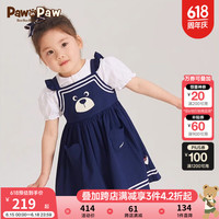 PawinPaw卡通小熊童装2024年夏季女宝宝吊带裙儿童连衣裙可爱 Navy藏青色/59 110