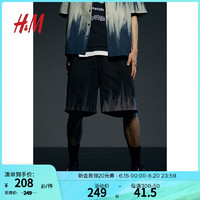 H&M男装卫裤2024夏宽松版型印花短卫裤1226625 黑色/图案 165/72 XS