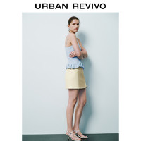 URBAN REVIVO UR2024夏季新款女装法式休闲通勤简约纯色短款半裙UWG540056