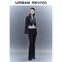 URBAN REVIVO UR2024春季新款女装时髦复古水洗磨白短款牛仔外套UWG840085