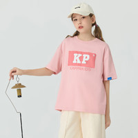 Kappa Kids卡帕女童短袖T恤夏潮流韩版休闲简约10岁女童上衣浅粉色170