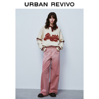 URBAN REVIVO UR2024春季新款女装复古撞色Polo领字母毛巾绣针织衫UWL940048