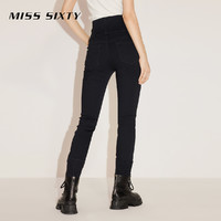 88VIP：MISS SIXTY 复合牛仔裤女四扣高腰显瘦黑色小脚修身百搭通勤铅笔裤