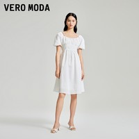 VERO MODA 连衣裙2024春夏新款甜美法式可拆肩带凸起肌理面料