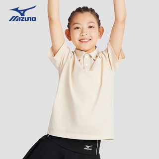 美津浓（MIZUNO）/Mizuno儿童夏季时尚运动polo衫透气翻领薄款短袖上衣 沙卡其色 160CM(85-100斤)