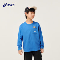 asics/亚瑟士童装2024年秋季男女童运动休闲长袖百搭针织T恤 1406蓝色 140cm