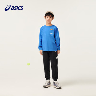 asics/亚瑟士童装2024年秋季男女童运动休闲长袖百搭针织T恤 1406蓝色 170cm