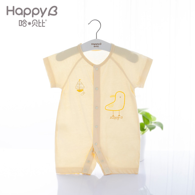 哈·贝比 哈贝比婴儿短袖连体衣夏季薄款新生儿衣服哈衣夏装男女宝宝爬服夏
