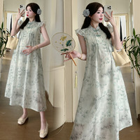 苒祺祺 孕妇夏装小清新碎花新中式气质减龄复古国风裙夏季宽松显瘦连衣裙 图片色 L