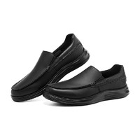 SKECHERS 斯凯奇 商务休闲鞋男士正装皮鞋一脚蹬软底黑色休闲青年8790007 全黑色/BBK 41.5