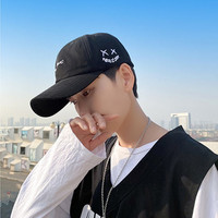 慕瑾繁饰 ins帽子男潮牌小丑刺绣鸭舌帽男街头棒球帽女韩版百搭日系弯檐帽 黑色 58-62