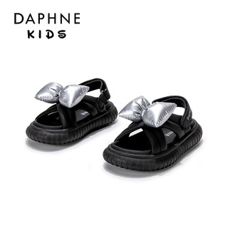 达芙妮女童公主凉鞋2024夏季黑色耐脏显白儿童鞋小女孩轻便软底沙滩鞋子 黑色 31码 鞋内长约19.6
