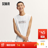 森马(Semir)背心男2024夏季时尚潮流撞色印花针织无袖上衣 漂白10007 170/88A/M