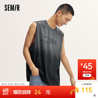 森马(Semir)背心男2024夏季设计感扎染无袖上衣街头风印花 黑色调00399 180/96A/XL