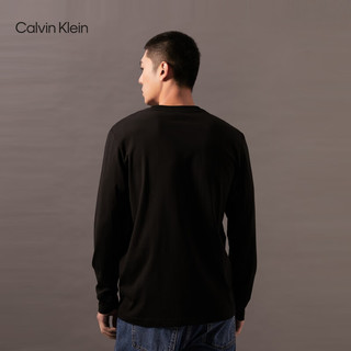 Calvin Klein Jeans24秋季男休闲ck字母叠印圆领打底衫长袖T恤J327372 BEH-太空黑 XL