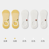 健将袜子女船袜纯棉不掉跟防滑春秋款女士短袜浅口夏季薄款隐形袜 浅黄*2+白色*3 22-24
