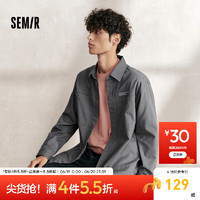 森马（Semir）长袖衬衫男2024秋季潮流复古风宽松工装时尚字母印花上衣 深灰20902 175/92A/L