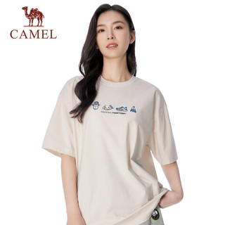 骆驼（CAMEL）户外速干衣中性防泼水防晒3A级抗菌短袖圆领T恤上衣 A34BZ01037 幻影黑，男女同款女生拍小一码 XXXL