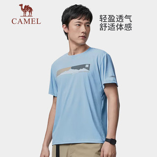 骆驼（CAMEL）短袖T恤速干上衣女士圆领户外透气宽松薄款运动上衣 A23BA6aJ054 墨蓝女