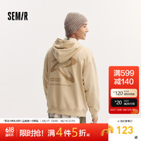 森马（Semir）卫衣男2024秋季校园风时尚流行印花上衣宽松连帽套头衫潮 浅驼50006 160/80A/XS