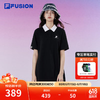 斐乐FILA FUSION潮牌女子针织连衣裙2024夏时尚基础休闲裙子 正黑色-BK L