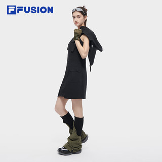 斐乐（FILA）FUSION斐乐潮牌女子连衣裙两件套2024夏季新机服时尚休闲裙子 正黑色-BK 170/88A/L