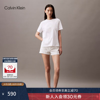 Calvin Klein Jeans【简白夏日系列】24春夏女士ck纯棉印花打底短袖T恤40WK948 YAA-月光白 L