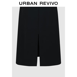 URBAN REVIVO 女士法式气质魅力通勤方领连衣裙 UWG740181 正黑 M