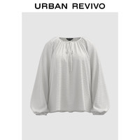 URBAN REVIVO 女士法式轻熟微皱肌理系带罩衫衬衫 UWM240009 本白 S