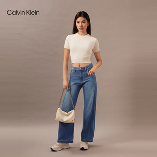 Calvin Klein Jeans24早秋新款女士莱赛尔混纺ck复古高腰阔腿牛仔裤J224085 1AA-牛仔浅蓝 2