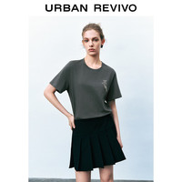 URBAN REVIVO 女士休闲趣味撞色狗狗刺绣短袖T恤 UWU440160 中灰 XS