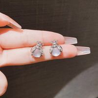 珥柒 七星瓢虫镶钻耳钉简约冷淡风设计女耳环 耳环