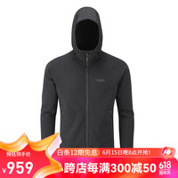 Rab睿坡英国男式弹力抓绒连帽卫衣休闲保暖舒适耐磨430g QFA-93 黑色(BL) M