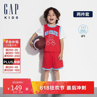 GAP男幼童2024夏恤短裤890226 红色 110cm(4-5岁)亚洲尺码