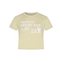 URBAN REVIVO 女士复古做旧炒色字母修身短袖 UYY440001 卡其 S