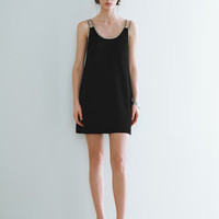 URBAN REVIVO 女士时髦法式气质钻饰吊带连衣裙 UWG740142 正黑 L