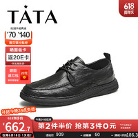 他她（TATA）2024秋时尚休闲皮鞋男72T33CM4 黑色 38