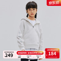 安德玛(Under Armour)儿童卫衣连帽女童摇粒绒上衣秋冬运动童装女休闲衣服 米白(版型偏小,买大一码) 150cm