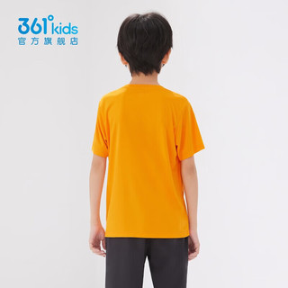 361°童装男女童短袖针织衫2024年夏季速干儿童T恤中大童上衣 亮橘色1201-男童 150cm