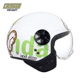 GSBgsb头盔G-252复古半盔3C认证男女款式摩托车头盔预留蓝牙耳机槽 熊猫/达利 L（适合57-59头围）