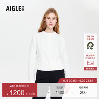 AIGLE艾高秋冬AAW22WFLE016女士户外时尚保暖全拉圆领抓绒衣外套 粉白色 AA622 38