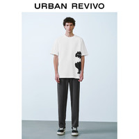 URBAN REVIVO 男士撞色刺绣短袖T恤 UML440116 本白 XS