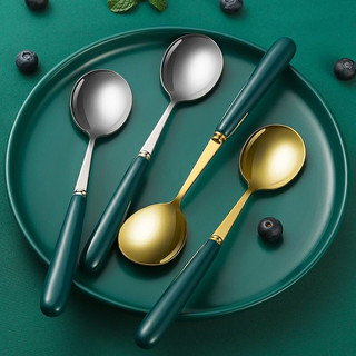 MUZHI 慕质 质（MUZHI） 加厚不锈钢勺子家用喝汤吃饭用创意韩式可爱长柄勺餐具套装 圆勺8支装