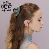 Royal sasa皇家莎莎大抓夹女后脑勺高级感刺绣蝴蝶发饰气质鲨鱼夹发抓 深灰色GA