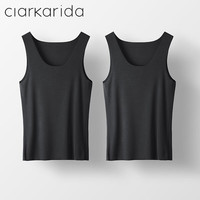 Clarkarida男士背心男莫代尔无痕内穿打底衫运动汗衫透气休闲跨栏背心 黑色+黑色【背心2件】 XL(130-150斤)